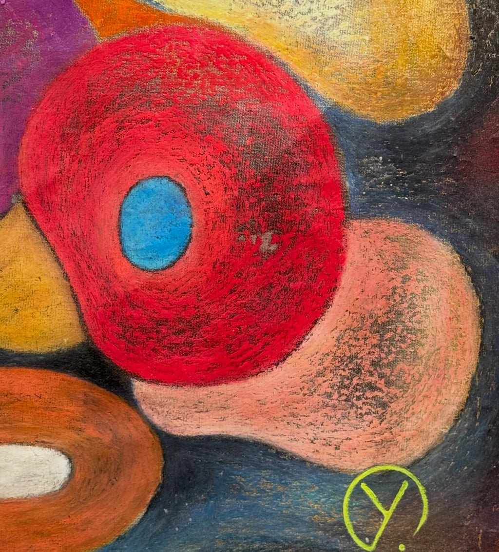 'HOPE VI : Le jardin illuminé' oil pastel on canvas 50 x 95 cm