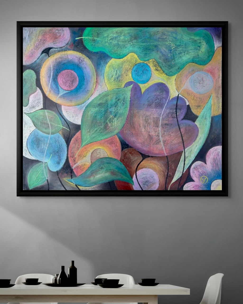 ´HOPE IV’, oil pastel on Canvas & collage, 100 x 120 cm