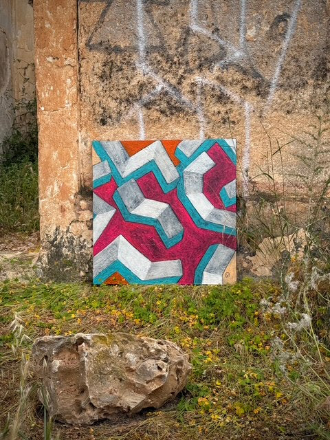 'STEPS', 2023, acrylic on canvas, 80 x 80 cm