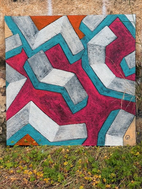 'STEPS', 2023, acrylic on canvas, 80 x 80 cm