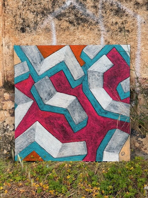 'STEPS', 2023, acrylic on canvas, 80 x 80 cm