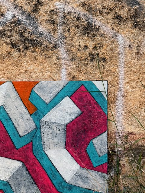 'STEPS', 2023, acrylic on canvas, 80 x 80 cm