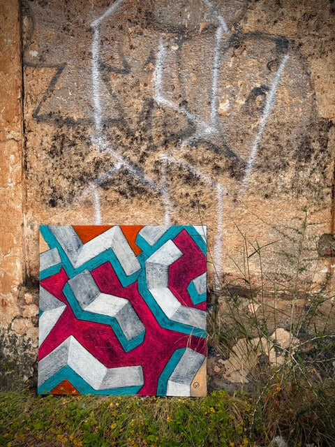 'STEPS', 2023, acrylic on canvas, 80 x 80 cm