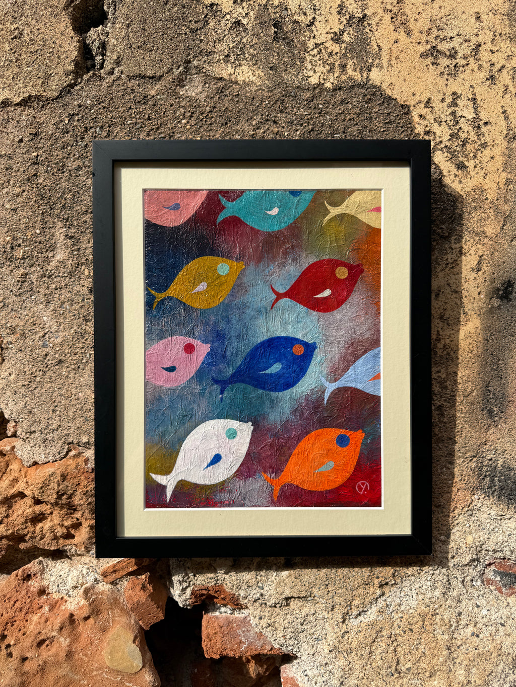 'TROUBLED WATERS I", 2017, acrylic on papier mâché, 32 x 24 cm (High Quality Frame)