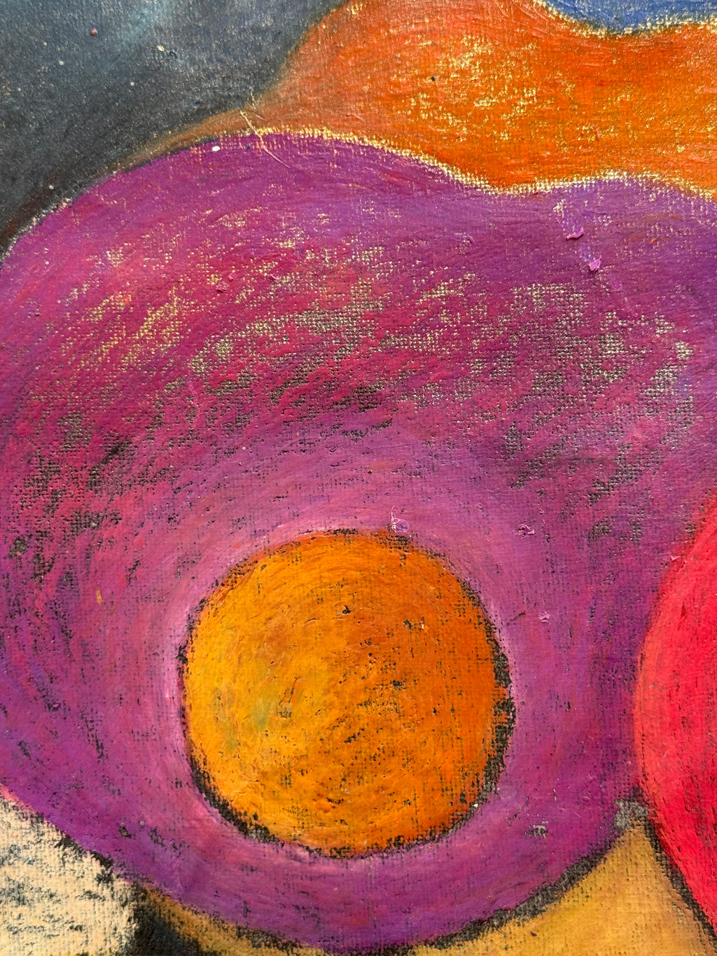 'HOPE VI : Le jardin illuminé' oil pastel on canvas 50 x 95 cm