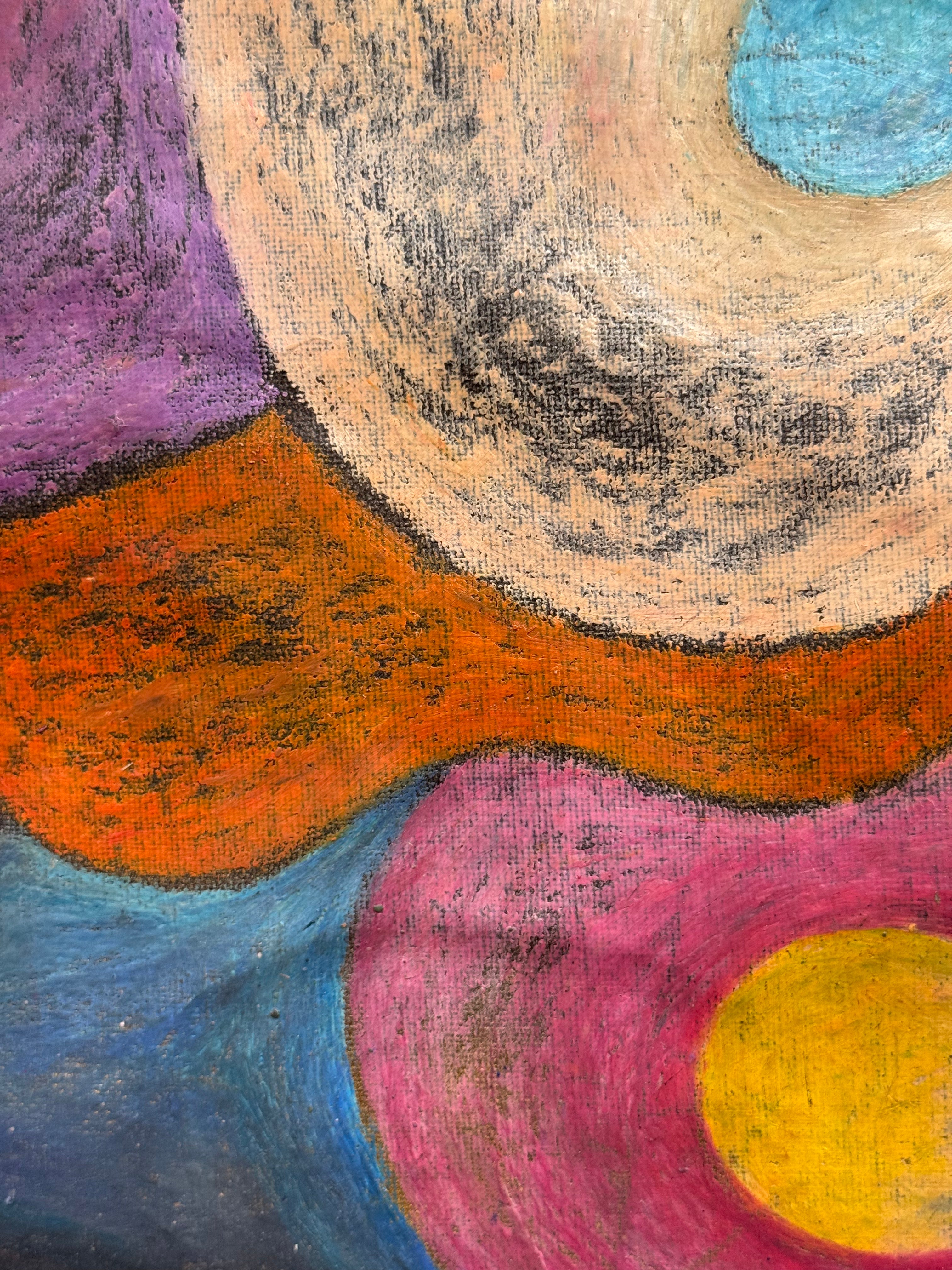 'HOPE VI : Le jardin illuminé' oil pastel on canvas 50 x 95 cm