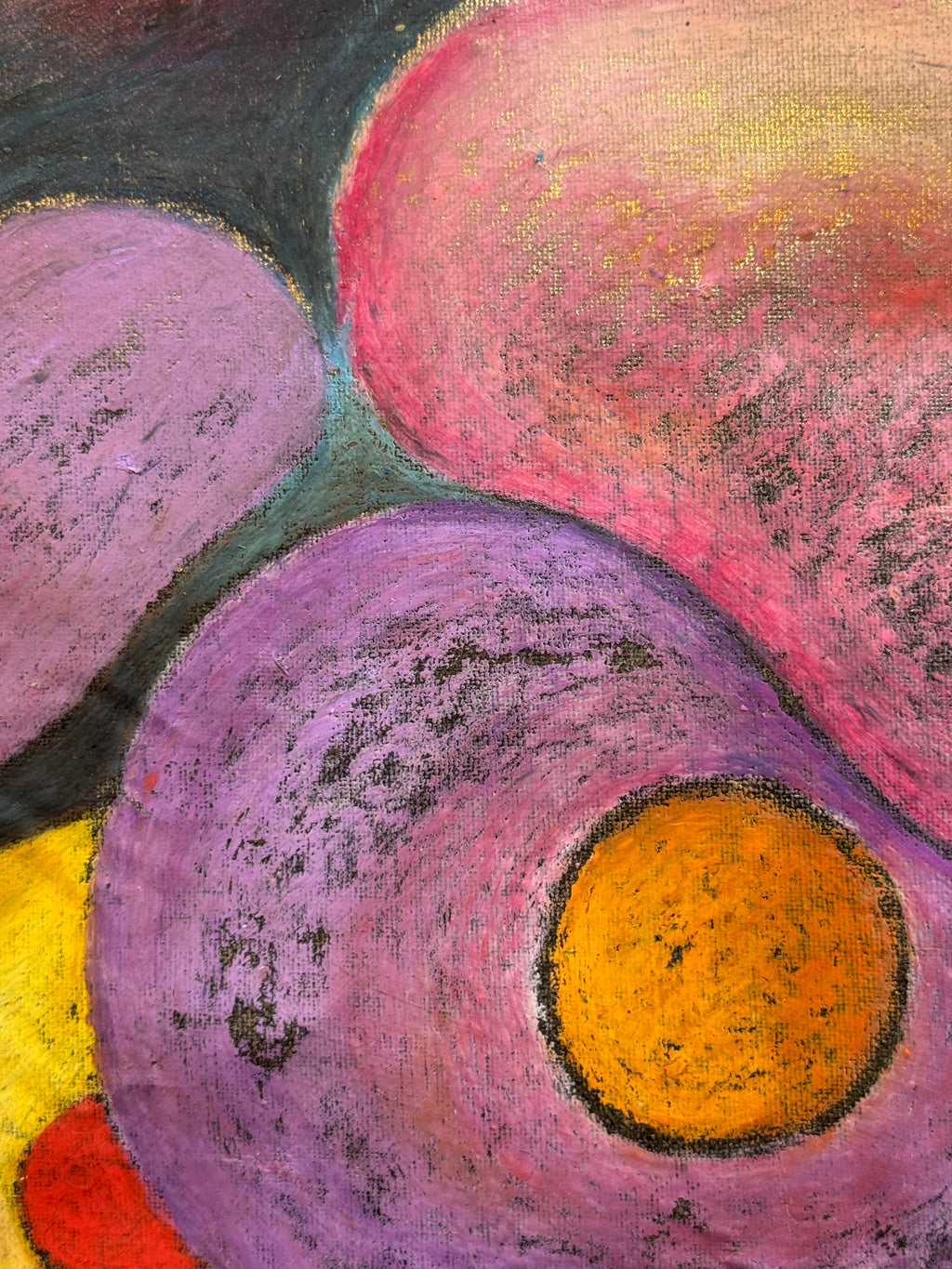 'HOPE VI : Le jardin illuminé' oil pastel on canvas 50 x 95 cm