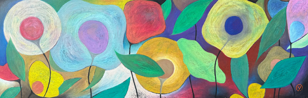 'HOPE II', 2025, oil pastel on canvas, 150  x 50 cm