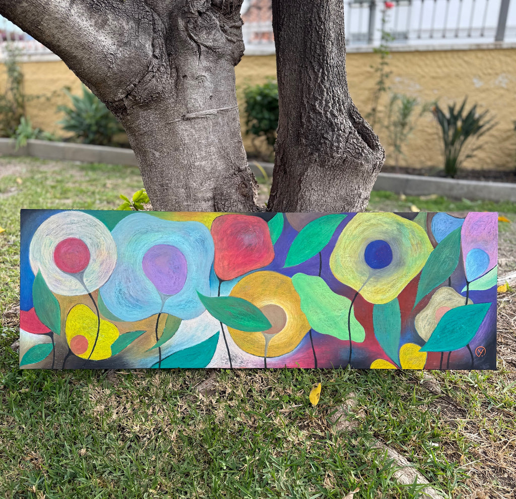 'HOPE II', 2025, oil pastel on canvas, 150  x 50 cm