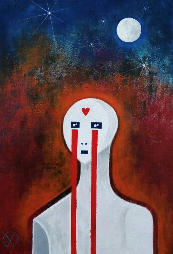 'LOVE', 2018, acrylic on paper, 30 x 20 cm