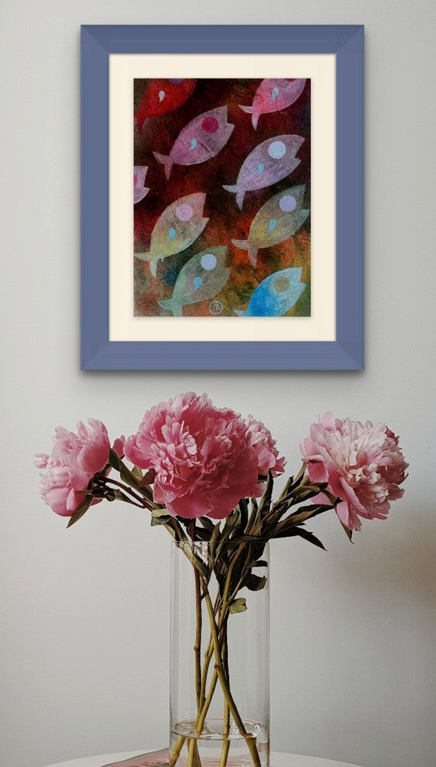 'TROUBLED WATERS III", 2017, acrylic on papier mâché, 32 x 24 cm