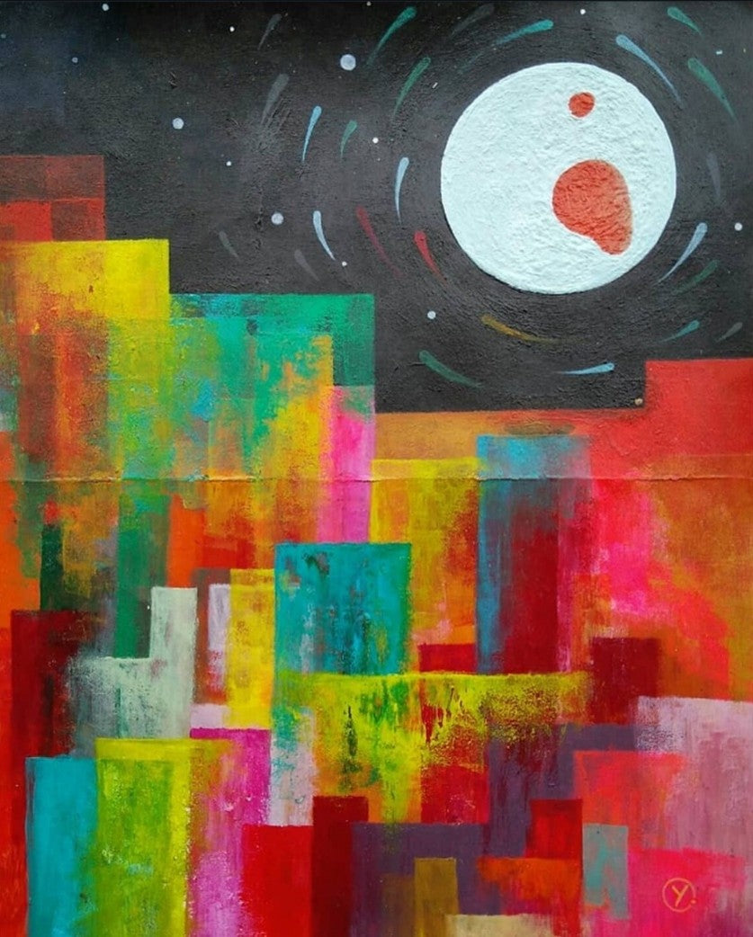 'CITYBYNIGHT II', 2019, acrylic on paper (sketchbook), 25 x 20 cm