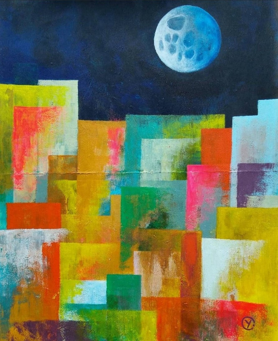 'CITYBYNIGHT I', 2019, acrylic on paper (sketchbook), 25 x 20 cm