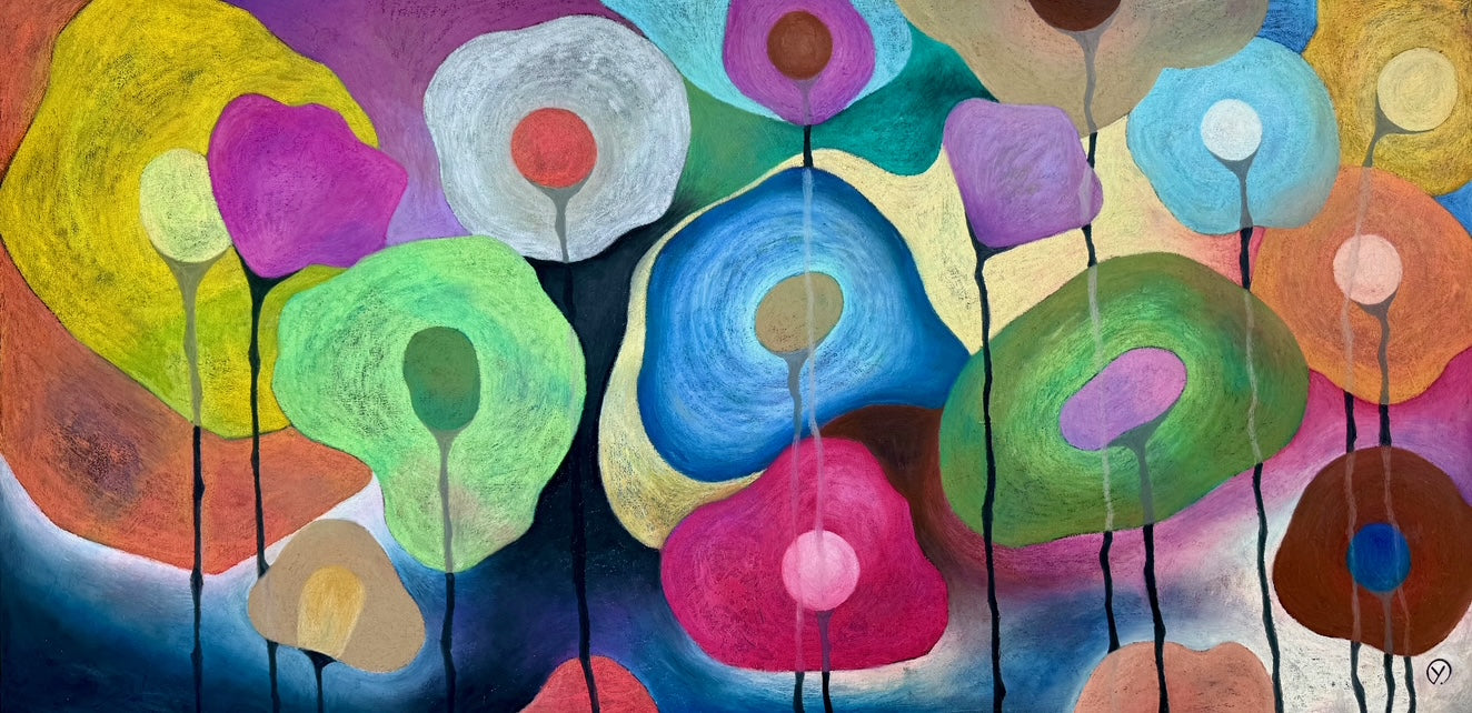 'HOPE', 2025, oil pastels on canvas, 140 x 70 cm