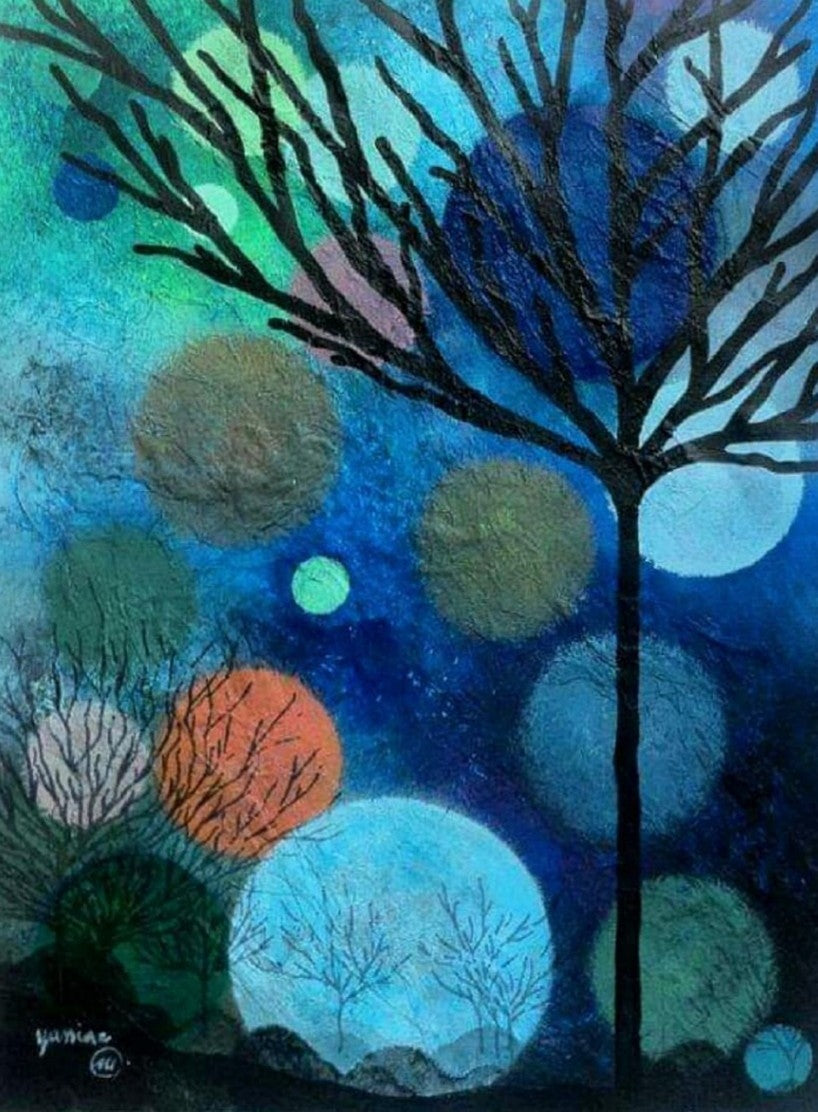 'NIGHTLIGHTS I', 2014, acrylic on paper, 32 x 24 cm