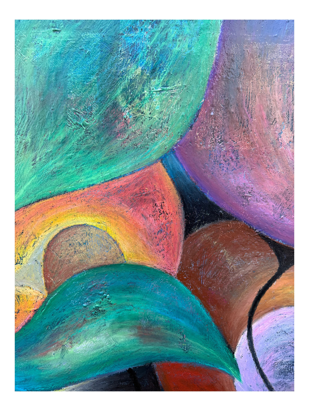´HOPE IV’, oil pastel on Canvas & collage, 100 x 120 cm