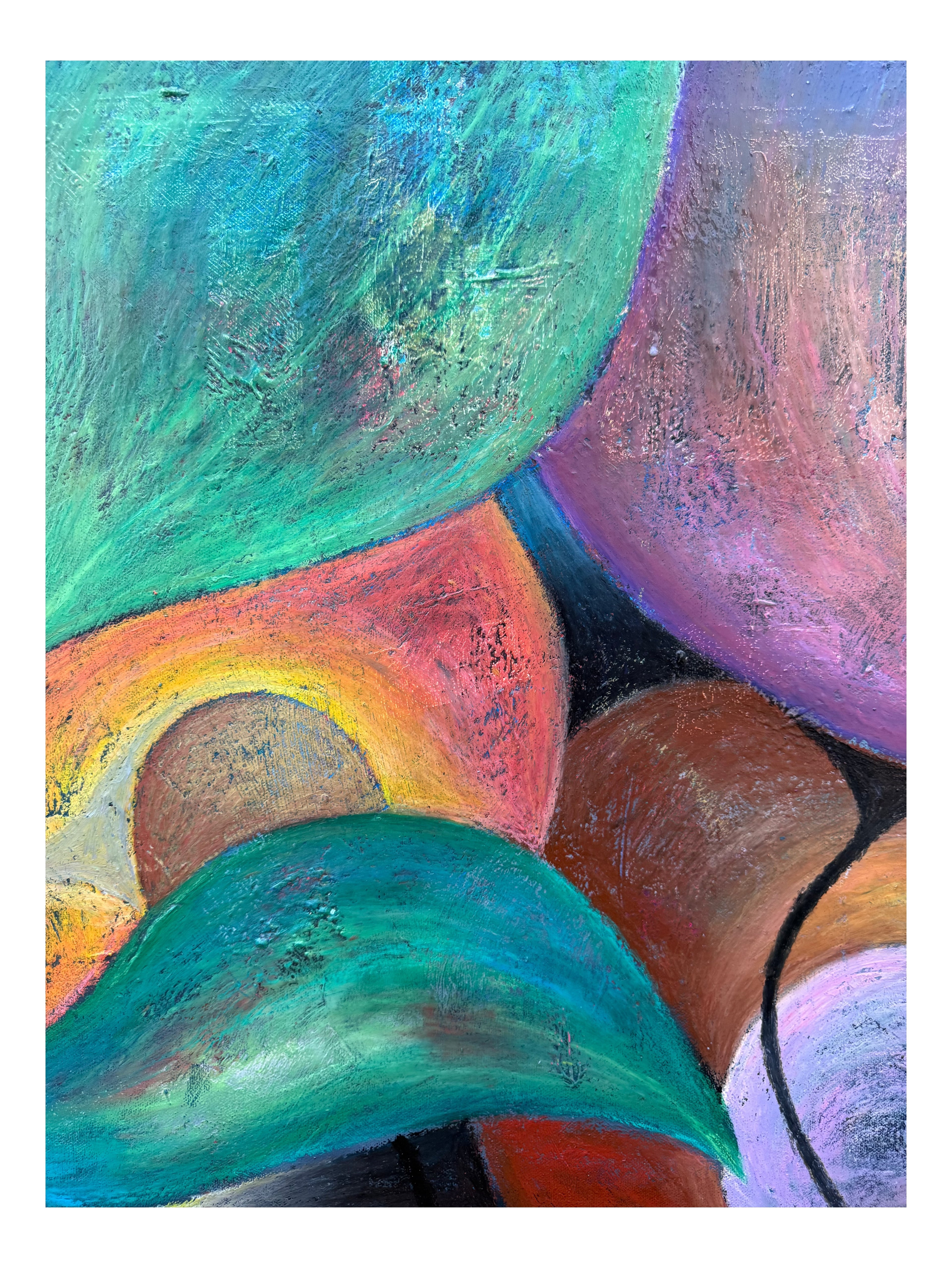 ´HOPE IV’, oil pastel on Canvas & collage, 100 x 120 cm