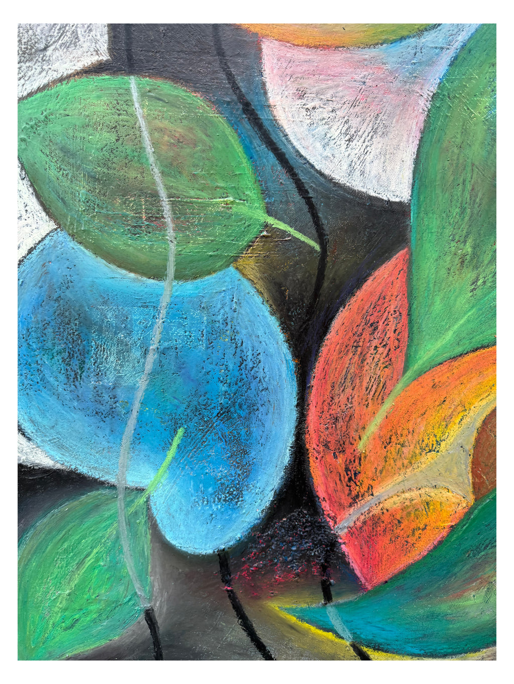 ´HOPE IV’, oil pastel on Canvas & collage, 100 x 120 cm