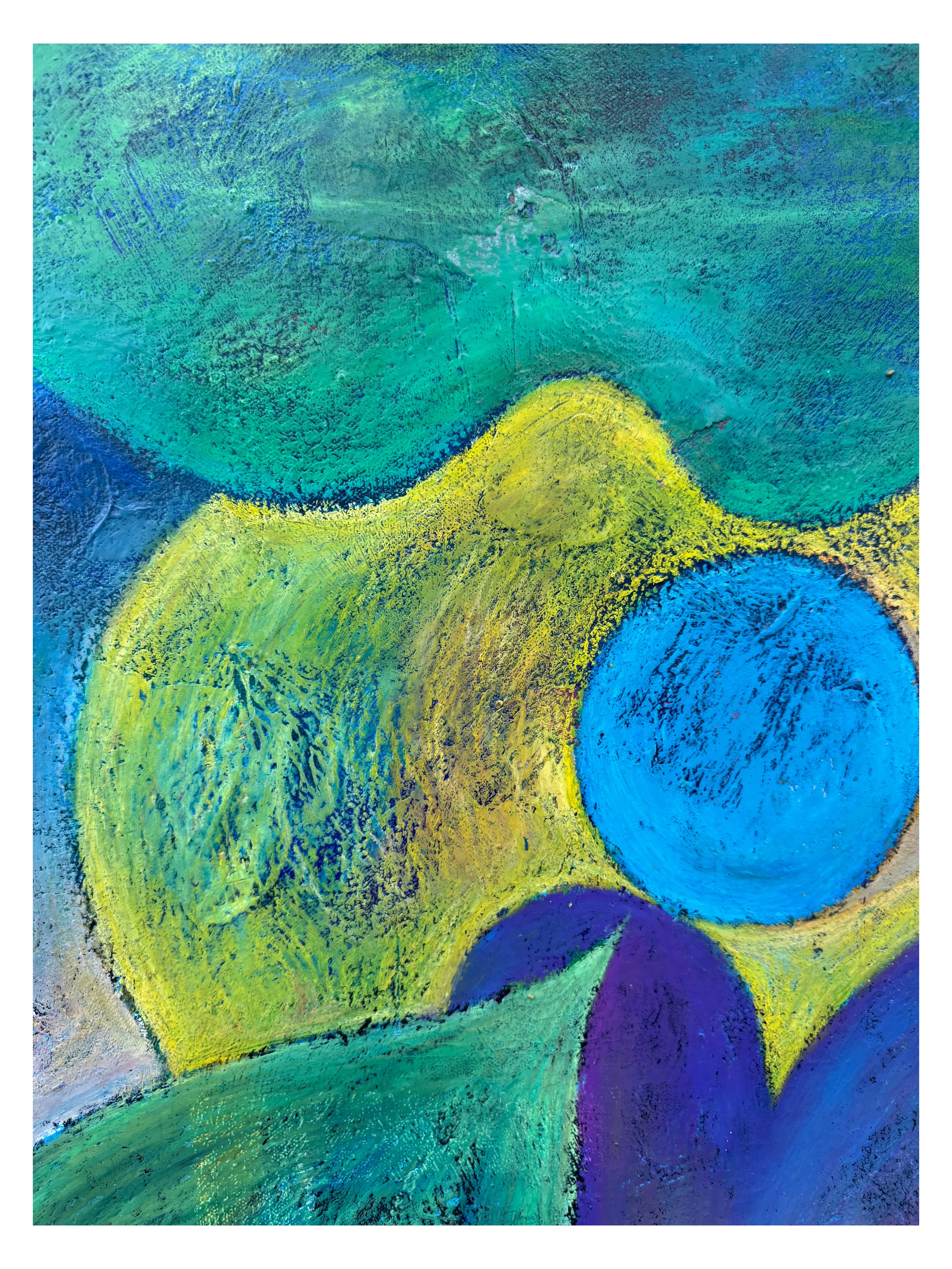 ´HOPE IV’, oil pastel on Canvas & collage, 100 x 120 cm