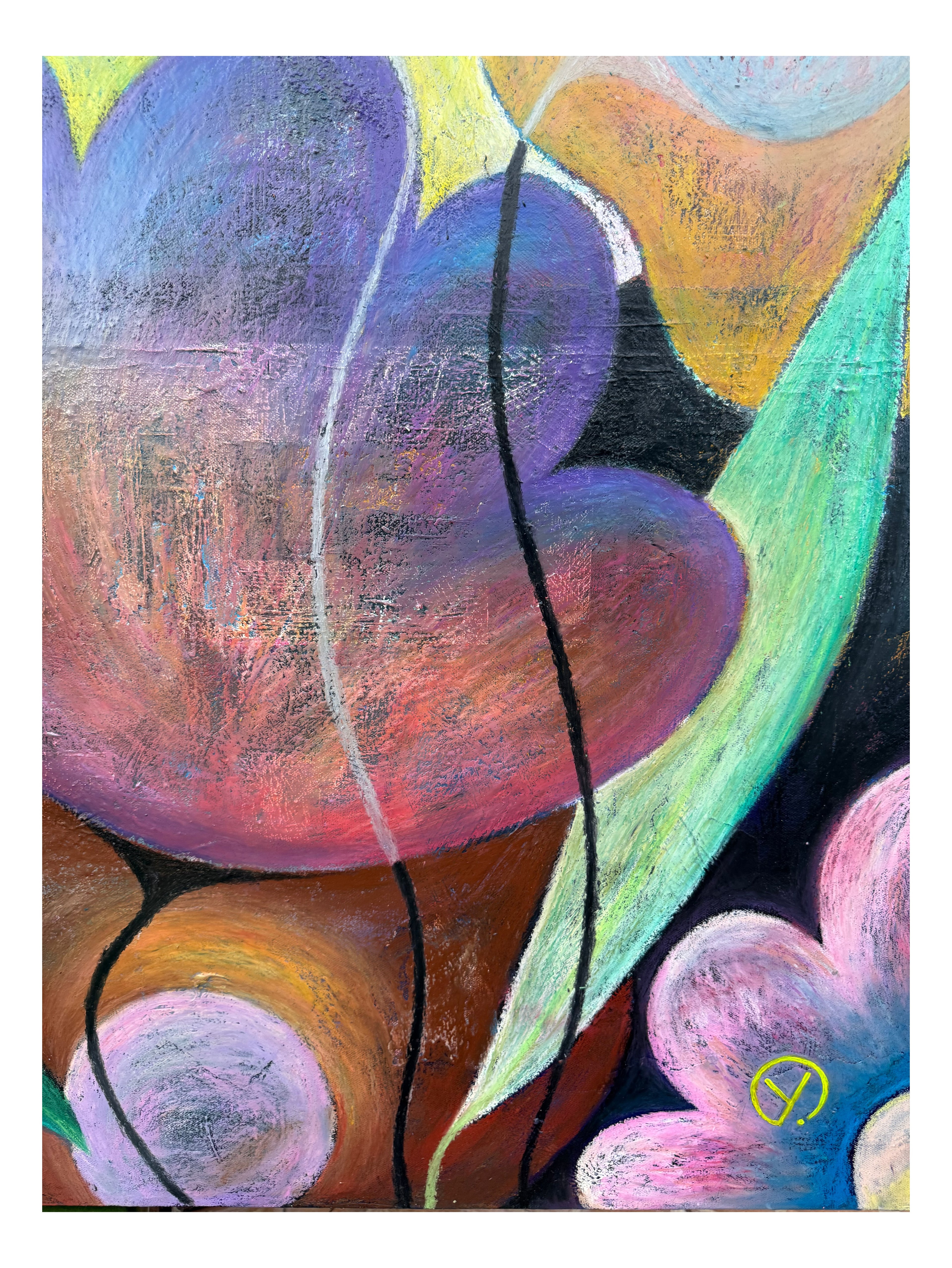 ´HOPE IV’, oil pastel on Canvas & collage, 100 x 120 cm