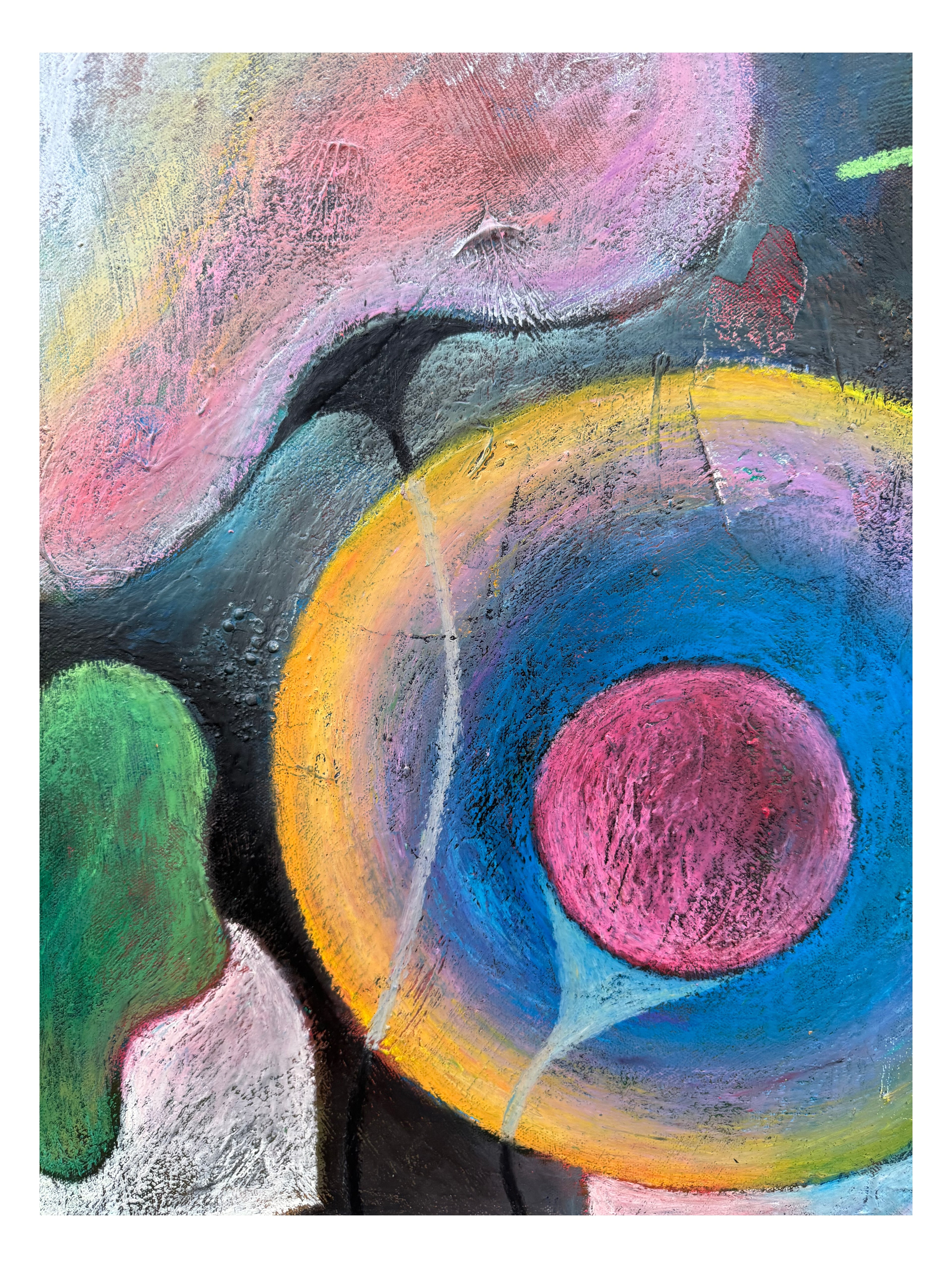´HOPE IV’, oil pastel on Canvas & collage, 100 x 120 cm