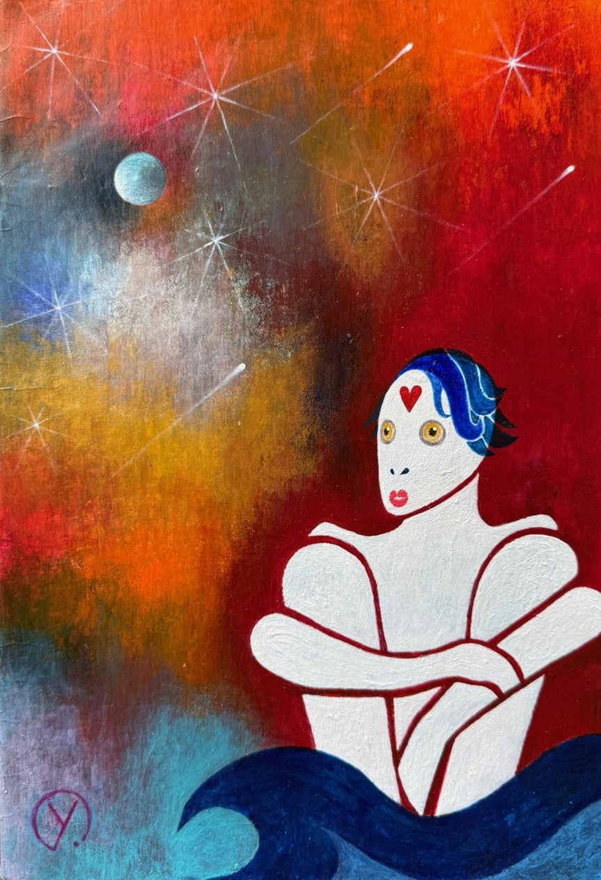 'SUSPENDED', 2019, acrylic on paper, 32 x 25 cm